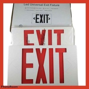 LED Universal Exit Fixture PAC02012RW White Housing Red Letters AC 12" X 7" Sign